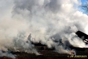 Juniors Work Hoseline Inside Smoke Cloud