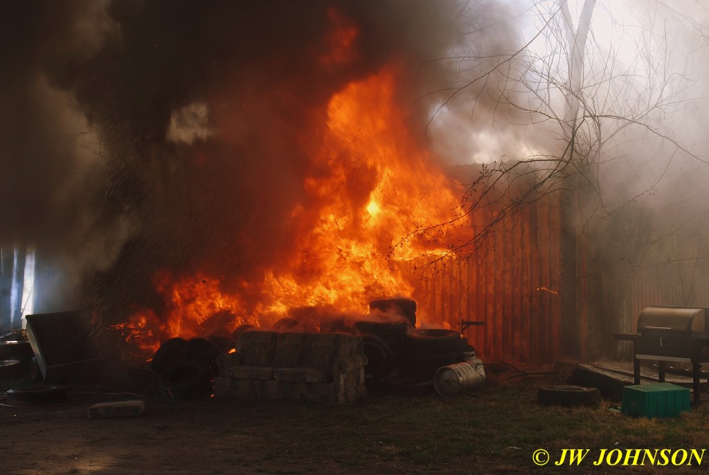 38 Tires and Shed on Fire